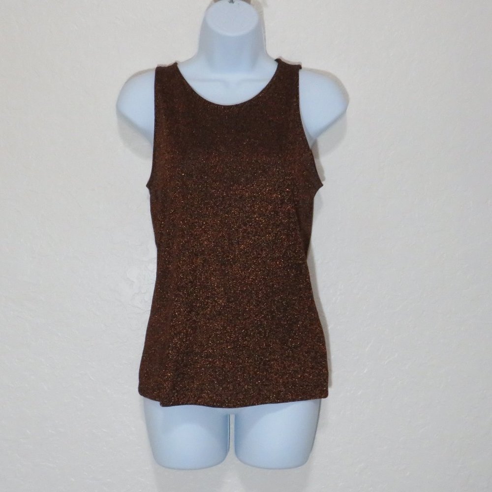 ZARA* Women's Sleeveless Boatneck Straight Hem Flashy Blouse~ Size Large